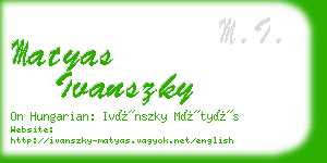 matyas ivanszky business card